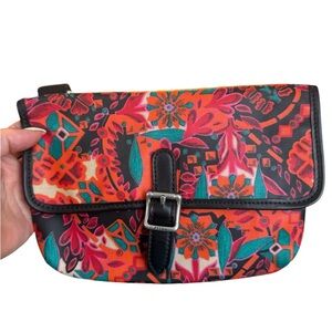Fossil Orange Floral Crossbody Bag with Teal Accents silver purse designer